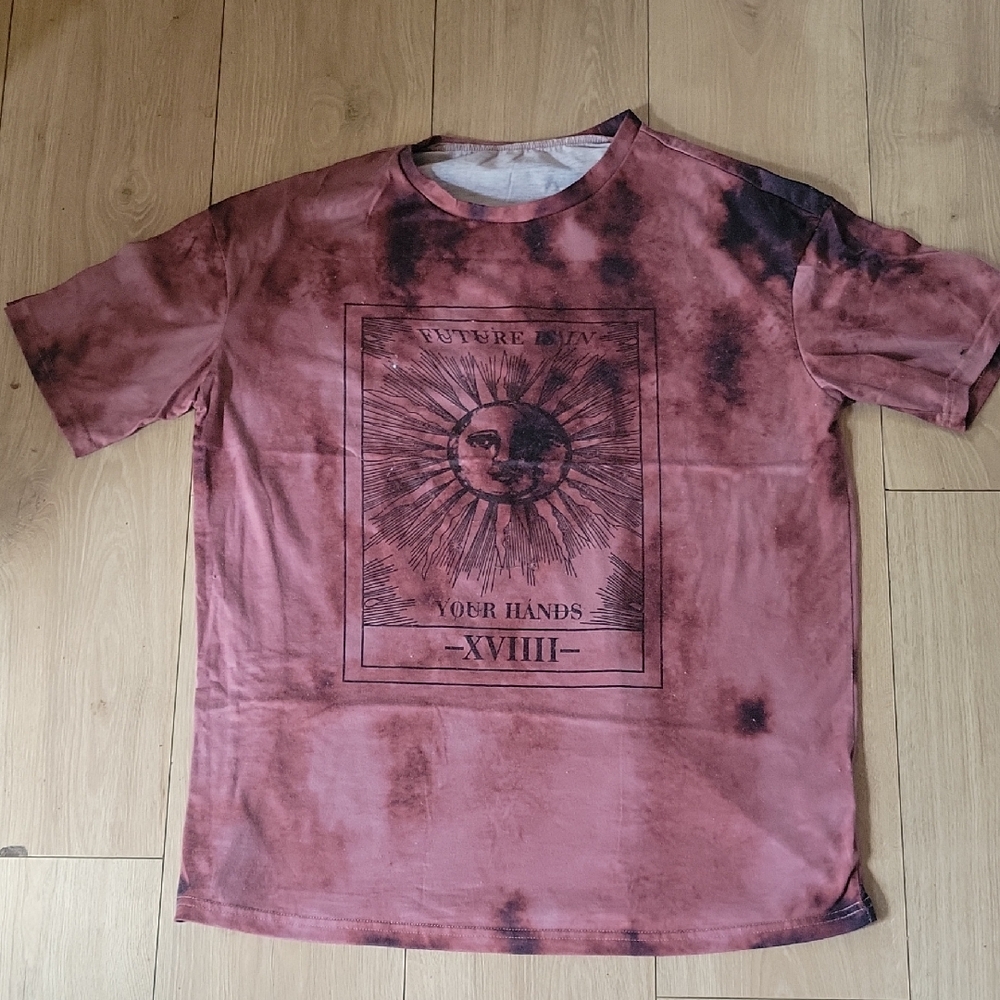 SHEIN Red Tie-Dye Sun Graphic Tee